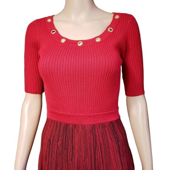 Candie’s Red Knit Flared Sweater Dress Medium - Picture 4 of 14